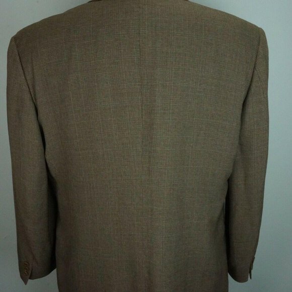 Ermenegildo Zegna 100% Silk Light Brown Plaid coat - Picture 4 of 7